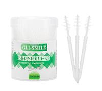 GLI-Smile BrushPicks Palillos de dientes interdentales, cepillos interdentales suaves y palillos de hilo dental 2 en 1, removedor de placa de dientes, 500 palillos de dientes, 1 paquete