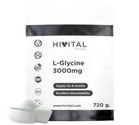 Glicina 3000 mg por dosis. 720 g. por pack para 8 meses de tratamiento. Aminoácido L-Glicina pura, 100% vegana. Fabricado en España por HIVITAL