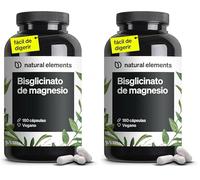 Glicinato de magnesio - 300 mg de magnesium elemental/dosis diaria - suministro para 2 meses con 180 cápsulas - magnesio quelado - inocuo para el estómago, vegano, de alta dosificación (Paquete de 2)