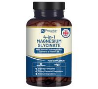 Glicinato de magnesio 4 en 1 con KSM-66, ashwagandha, cúrcuma y vitamina B6 | 90 cápsulas veganas | 4001 mg por porción | Cápsula fácil de tragar | Sin OMG ni gluten | Calidad prémium de Prowise