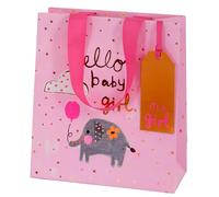 Glick Bolsa de regalo de lujo, Bolsa de regalo mediana para niña, Bolsa de regalo rosa para bebé, Bolsa de regalo para bebé, Bolsa de regalo de bienvenida para bebé, Ensalada de papel Bolsa de regalo