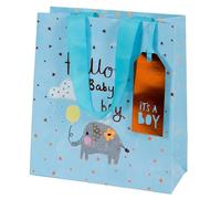 Glick Bolsa de regalo de lujo, elefante, bolsa de regalo mediana para bebé, bolsa de regalo de celebración, bolsa de regalo para bebé, bolsa de regalo de bienvenida para bebé, bolsa de regalo para