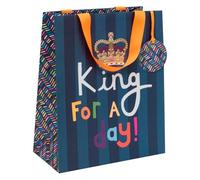 Glick Bolsa de regalo de lujo "King for a Day", perfecta para el día del padre para papá, adecuada para tío, hermano, sobrino, una bolsa de regalo grande especialmente diseñada para él, mide 315 x 260