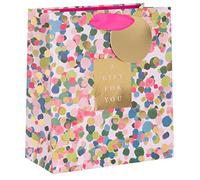 Glick Bolsa de regalo de lujo mediana con diseño de confeti, para cumpleaños y otras celebraciones, 200 x 225 x 100 mm, multicolor