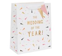Glick Bolsa de regalo grande de lujo, reciclable, felicitaciones a la pareja feliz en el día de la boda, 260 x 315 x 135 mm, multicolor