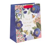 Glick Bolsa de regalo grande, flora y fauna, 315 x 260 x 135 mm, bolsa reciclable de lujo para cumpleaños y celebraciones