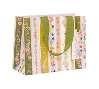 Glick Bolsa de regalo mediana con diseño de paisaje floral, 175 x 225 x 100 mm, bolsa reciclable de lujo para cumpleaños y celebraciones