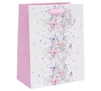 Glick Bolsa de regalo mediana de lujo, diseño de mariposas de pizzazz para cumpleaños y otras celebraciones, 175 x 225 x 100 mm, multicolor