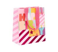 Glick Bolsa de regalo mediana, fucsia fluorescente, 225 x 200 x 100 mm, bolsa reciclable de lujo para cumpleaños y celebraciones