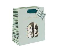 Glick Bolsa de regalo mediana, panda Cuddles, 225 x 200 x 100 mm, bolsa reciclable de lujo para cumpleaños y celebraciones
