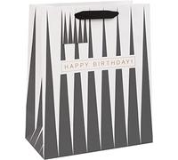 Glick Bolsa de regalo grande de lujo con diseño geométrico negro, para cumpleaños y otras celebraciones, 260 x 315 x 135 mm, color negro