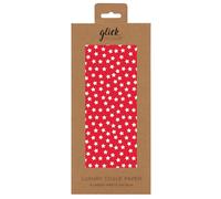 Glick Cuatro hojas de papel de seda, estrellas rojas sobre blanco, Navidad, cumpleaños, para envolver y artes y manualidades, rojo y blanco