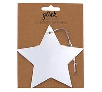 Glick Etiquetas de Navidad, etiquetas de regalo para Navidad, estrellas plateadas, paquete múltiple de 6