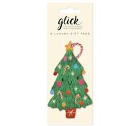 Glick Etiquetas de regalo de Navidad, saludos de Navidad, paquete de 6 totalmente reciclables