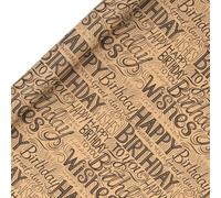 Glick - Krafty - Rollo de papel de regalo de cumpleaños, papel kraft para envolver regalos, artes y manualidades, 4 metros x 70 cm, color marrón