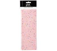 Glick Cuatro hojas de papel de seda rosa pálido, cada hoja de 750 mm x 500 mm, estrellas rosas pastel, papel de seda de estrellas rosas bebé para envolver regalos