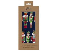 Glick Papel de seda navideño de lujo, diseño de cascanueces, 4 hojas, 50 x 75 cm cuando está abierto, azul marino