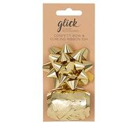 Glick Paquete múltiple de lazo dorado metálico de lujo y cinta rizadora para envolver regalos, artes y manualidades y todas las celebraciones, color dorado