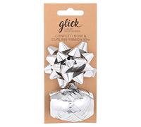 Glick Paquete múltiple de lazo plateado de lujo, perfecto para usar en cumpleaños, Navidad, San Valentín y otras celebraciones, artes y manualidades, plata, lazo de regalo