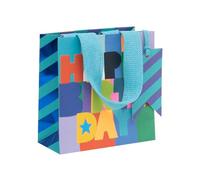 Glick Pequeña bolsa de regalo de cobalto vivo, bolsa reciclable de lujo para regalos especiales, 14 x 14 x 6 cm, papel de alta calidad, ideal para cumpleaños y celebraciones