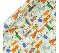 Glick - Pretty Pooches - Rollo de papel de regalo, para cumpleaños y otras celebraciones, envoltura de regalos, artes y manualidades, 4 metros x 70 cm, verde azulado multicolor