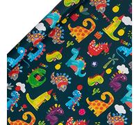 Glick Rollo de papel de regalo de lujo, diseño de dinosaurio, perfecto para envolver regalos, multicolor, azul, 2 m x 700 mm