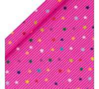 Glick - Rollo de papel rosa con guirnalda de estrellas, para cumpleaños y otras celebraciones, envoltura de regalos, artes y manualidades, 4 metros x 70 cm, color rosa
