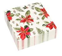 Glick Servilletas navideñas de lujo, 20 unidades, 3 capas, perfectas flores de pascua, totalmente reciclables, 33 x 33 cm cuando se abren, color rojo