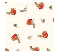 Glick Servilletas navideñas de lujo, paquete de 20 unidades, 3 capas, con petirrojos respondientes, totalmente reciclables, 33 x 33 cm cuando se abren, color blanco, rojo y verde