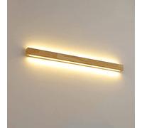 GLIDAX Aplique de pared lineal minimalista LED de madera para espejo, luz cálida de 3000 K, 24 W, tira larga, iluminación de pared para tocador, apliques de madera maciza para decoración de sala de es