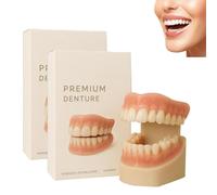 Glidewellpd Premium Denture, Smileasego Premium Dentures, Silicone Reline Denture Set With Natural, Denture Reliner Adhesives Top and Bottom (2pcs)
