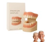 Glidewellpd Premium Denture, Smileasego Premium Dentures, Silicone Reline Denture Set with Natural, Dentaduras Postizas Superiores E Inferiores, Juego De Dientes Postizos, Ajuste Cómodo (1 Unidad)