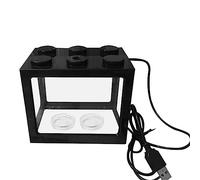GLigeT Acuarios Tanque de Peces acrílico USB Mini Tanque de Acuario propagador Tanque de Peces con luz LED Tanque Decorativo de Escritorio de Oficina en casa Peceras(Negro)