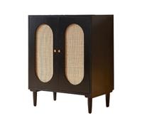 GLigeT Almacenamiento Aparador de Madera Maciza ratán, Comedor Negro, pequeño hogar, Gran Capacidad Almacenamiento, gabinete Doble Puerta, a