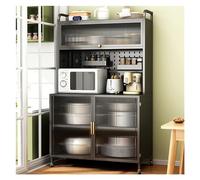 GLigeT Almacenamiento Armario Lateral con Puerta for Comedor, Armario de Almacenamiento, estantes Cocina, Suelo submulticapa, Tablero Agujeros for el hogar(Negro)