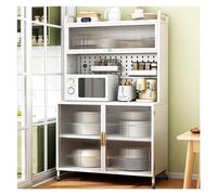 GLigeT Almacenamiento Armario Lateral con Puerta for Comedor, Armario de Almacenamiento, estantes Cocina, Suelo submulticapa, Tablero Agujeros for el hogar(Blanco)