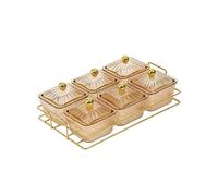 GLigeT Condimentos Bandeja for servir dividida con tapa, bandeja for aperitivos, platos for frutos secos y frutas Fiestas(Bruin)