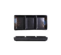 GLigeT Condimentos Plato de salsa cerámica, plato sushi, bandejas divisorias for comidas, vajilla porcelana colores con flujo belleza Fiestas(Negro)