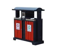 GLigeT Cubo de Basura Contenedor de basura doble for exteriores, comercial, lugares públicos, bote de basura metálico Cubo de reciclaje