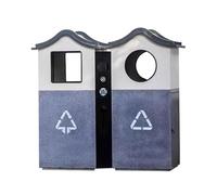 GLigeT Cubo de Basura Contenedor de basura doble for exteriores, estilo tejado, de metal, for áreas públicas Cubo de reciclaje