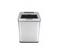 GLigeT Cubo de Basura para Cocina Cubo de Basura con Sensor Inteligente, Grano de Madera Recargable eléctrico Tapa, Sala de Estar, Dormitorio, Cocina y hogar Cubo de Basura para Baño(Silv