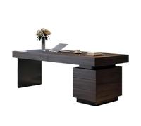 GLigeT Estudio Escritorio Ejecutivo de Oficina con cajón Almacenamiento, Escritorio Moderno Madera for Estudio y Escritura, estación Trabajo Tomas Carga Ordenador(L)