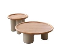 GLigeT Fin Juego de Mesa Centro Madera 2 Piezas, mesas salón Redondas Modernas, par coordinado Café(Grande)