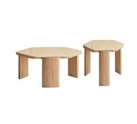 GLigeT Fin Juego de Mesa Centro Madera Clara, Patas esculpidas en Forma Hexagonal, decoración for Sala Estar Café