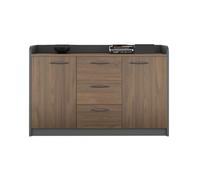 GLigeT Hogar Archivador Corto de Madera con Puertas Dobles y Tres cajones, Cerradura, for Oficina, Almacenamiento Datos artículos Diversos