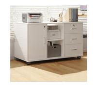 GLigeT Hogar Archivador de Oficina Gabinete Almacenamiento Debajo del Escritorio Tres cajones Dos Compartimentos una Puerta Aparadores Planta con Cerradura Madera(Blanco)