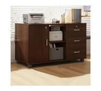 GLigeT Hogar Archivador de Oficina Gabinete Almacenamiento Debajo del Escritorio Tres cajones Dos Compartimentos una Puerta Aparadores Planta con Cerradura Madera(Bruin)