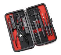GLigeT Juego de cortaúñas de manicura, 11 piezas, kit de cortaúñas de acero inoxidable, kit portátil de pedicura con elegante estuche de cuero, cortaúñas portátil
