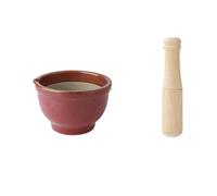 GLigeT Juego de mortero y mortero grueso de cerámica de alta temperatura, molinillo de hierbas comercial, farmacia, píldoras, cuenco, mortero y pilón (rojo)