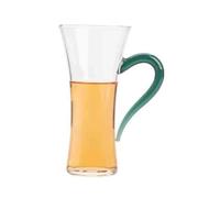 GLigeT Jugos Taza de vidrio transparente 180 ml con asa verde oscuro, taza té resistente al calor y cintura delgada Soda